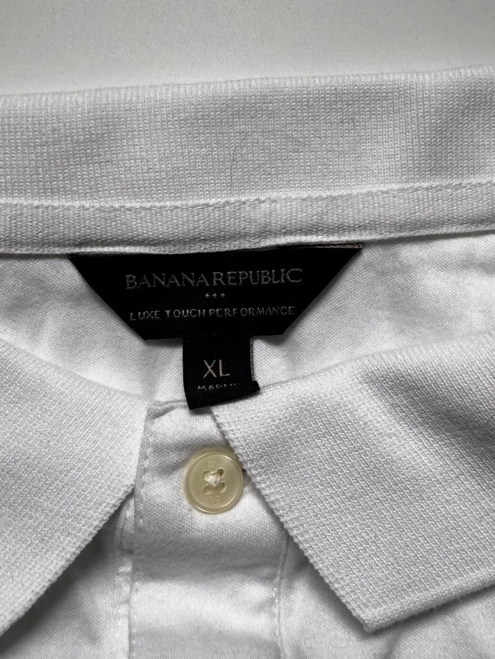 Banana Republic Luxe Touch Performance White Men’s Polo Shirt